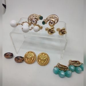 Vintage clip on and screw back earrings 6 pair
